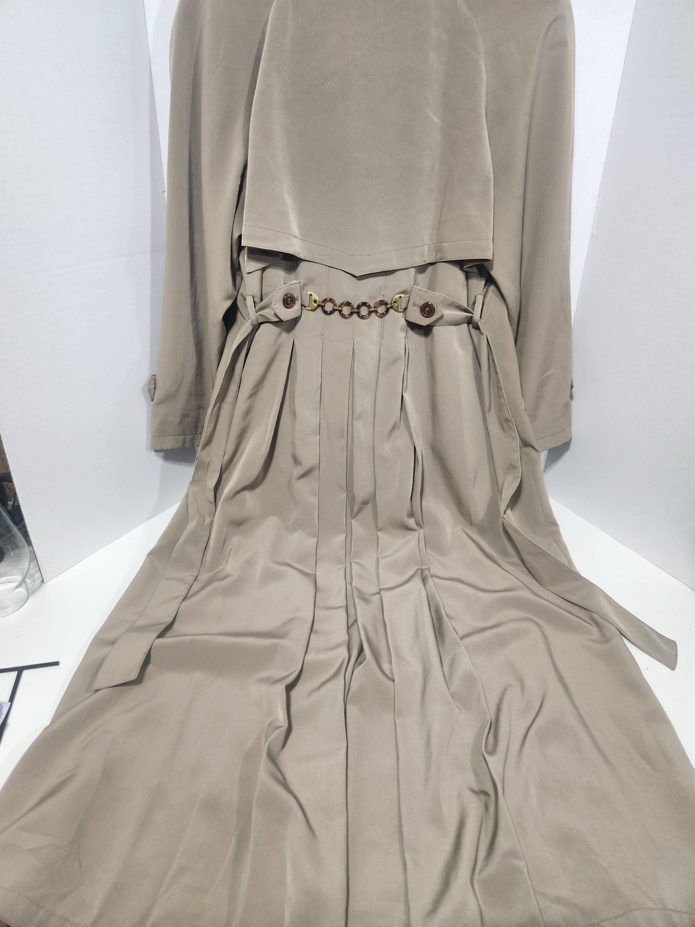 Utex Taupe Maxi Trench Dress with Chain-Link Belt